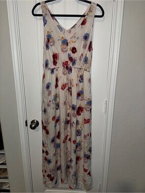 Lucky Brand Cream Maxi Dress Floral Prairie cottage prairie coquette
